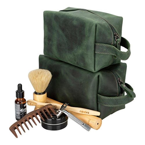 Bloominbag Voyage Cypress Green Hakiki Deri Dopp Kit – X Large
