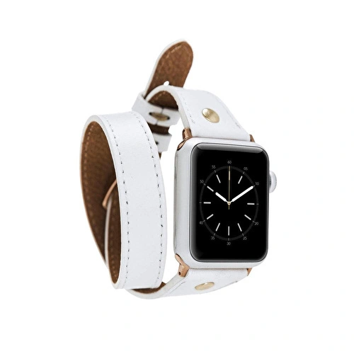 Bloominbag Alpine Double Tour Ivory White Hakiki Deri Apple Watch Kordonu - 44/45/46/49mm