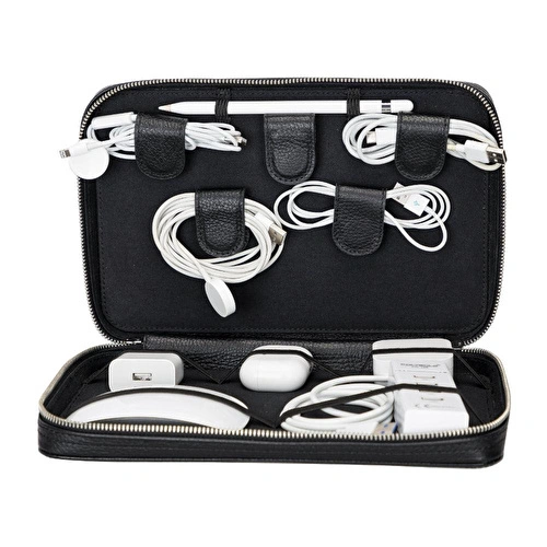 Bloominbag Arcadia Onyx Black Premium Deri Teknoloji Kablo & Aksesuar Düzenleyici