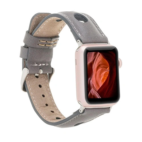 Bloominbag Alpine Stone Gray Hakiki Deri Apple Watch Kordonu - 44/45/46/49mm