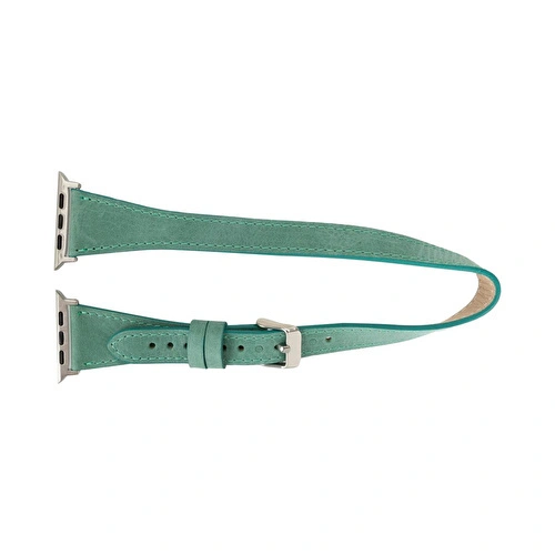 Bloominbag Alpine Slim Double Tour Aqua Hakiki Deri Apple Watch Kordonu - 44/45/46/49mm Bloominbag Alpine Slim Double Tour Aqua Hakiki Deri Apple Watch Kordonu - 44/45/46/49mm