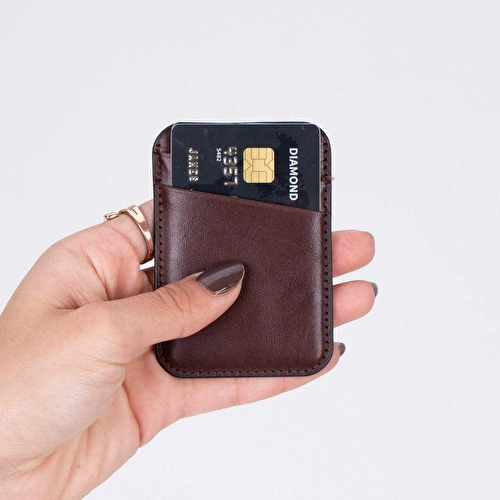Bloominbag Linea Fit Cc Deep Espresso Leather Magsafe Card Holder