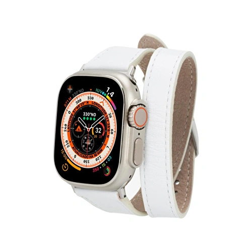 Bloominbag Alpine Slim Double Tour Ivory White Hakiki Deri Apple Watch Kordonu - 44/45/46/49mm