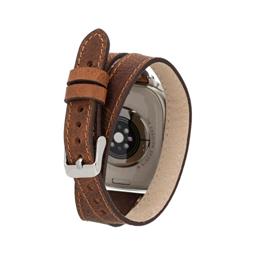 Bloominbag Alpine Slim Double Tour Heritage Saddle Hakiki Deri Apple Watch Kordonu - 44/45/46/49mm Bloominbag Alpine Slim Double Tour Heritage Saddle Hakiki Deri Apple Watch Kordonu - 44/45/46/49mm