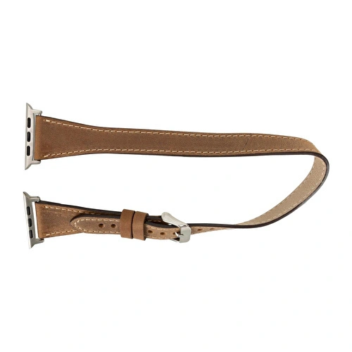 Bloominbag Alpine Slim Double Tour Heritage Saddle Hakiki Deri Apple Watch Kordonu - 44/45/46/49mm Bloominbag Alpine Slim Double Tour Heritage Saddle Hakiki Deri Apple Watch Kordonu - 44/45/46/49mm
