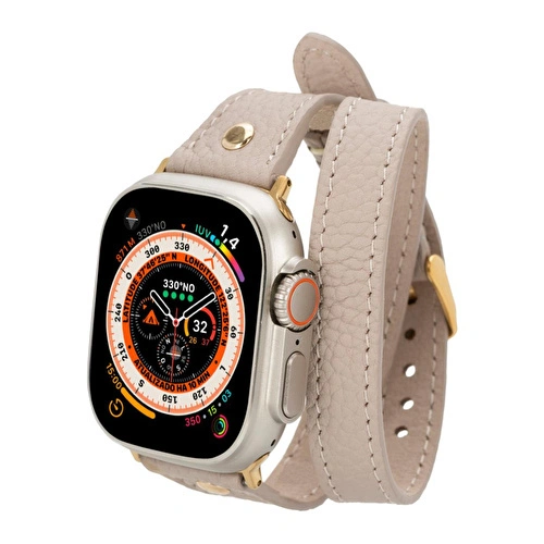 Bloominbag Alpine Double Tour Dune Brown Hakiki Deri Apple Watch Kordonu - 44/45/46/49mm