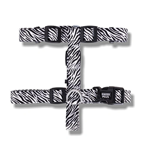 Bloominbag Swissplus Urban Paws Zebra Black Geri Dönüştürülmüş H-tipi Köpek Göğüs Tasması-m