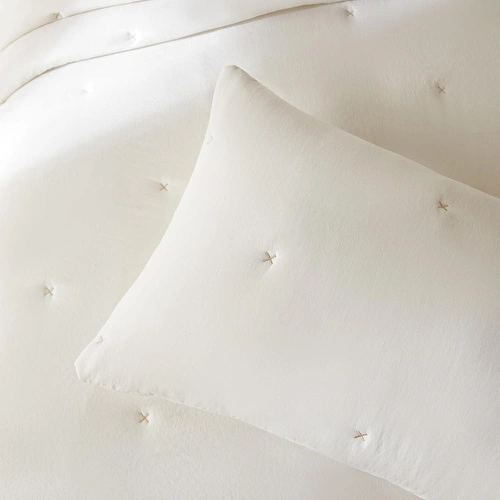 Ocean Home Textile Nakışlı Ekru Tek Kişilik Yatak Örtüsü Seti 1 Adet 180 X 230 / 1 Adet 50 X 70 Cm