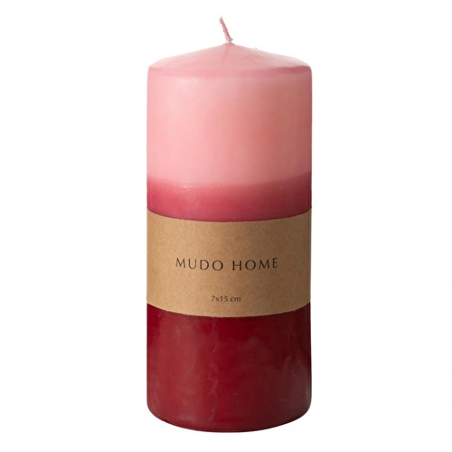 Mudo Home Degrade Sütun Mum Pembe 7x15 Cm