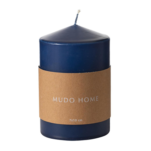 Mudo Home Sütun Mum Laci̇vert 7x10 Cm