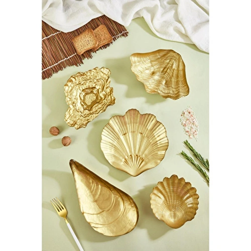 Lora Bianca 5 Parça Gold Deniz Esintisi Cam Meze Servis Tabağı Seti Lora Bianca 5 Parça Gold Deniz Esintisi Cam Meze Servis Tabağı Seti