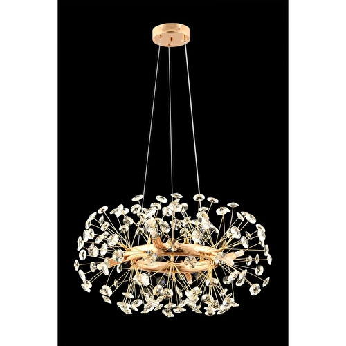 Apliqa Gloria 60'lik Gold Kristal Taşlı Modern Tasarım Salon Avize