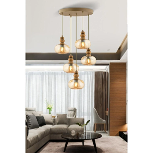 Apliqa Elodie 5'li Yuvarlak Bohem Modern Sarkıt Salon Avize