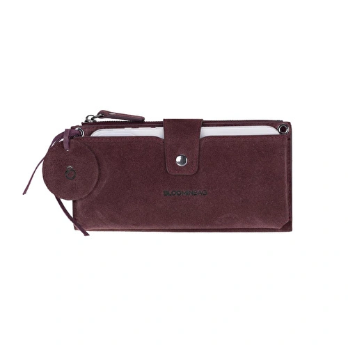 Bloominbag Burgundy Still Lozan Hakiki Süet Çapraz Askılı Telefon Bölmeli Cüzdan Çanta