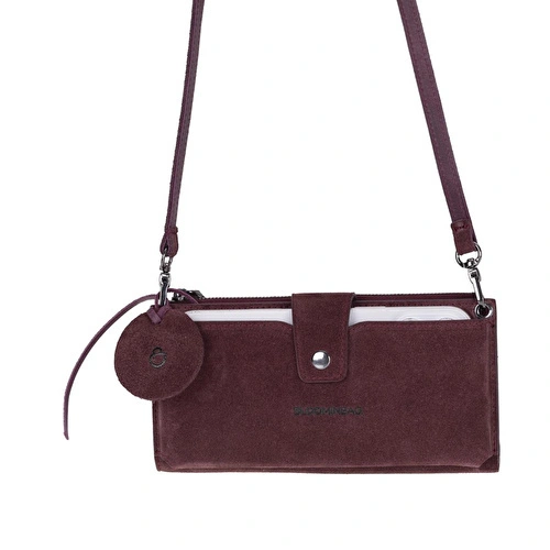 Bloominbag Burgundy Still Lozan Hakiki Süet Çapraz Askılı Telefon Bölmeli Cüzdan Çanta