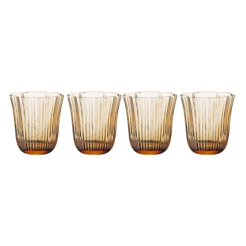 Lucky Art Paisley 4’lü Amber Cam Su Bardağı Seti 360 Ml