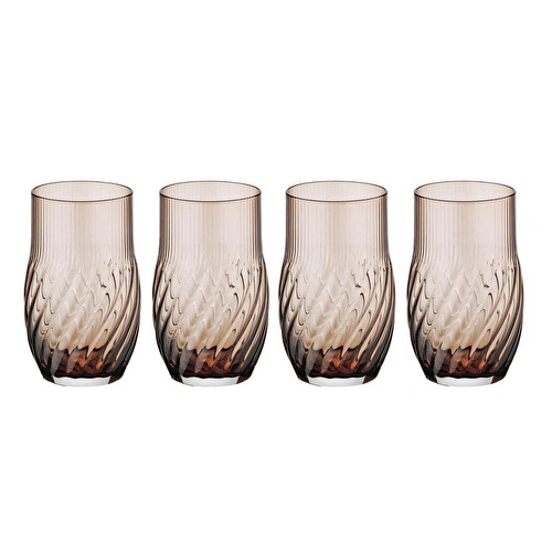 Lucky Art Lioran 4’lü Cam Su Bardağı Seti Kahve 460 Ml