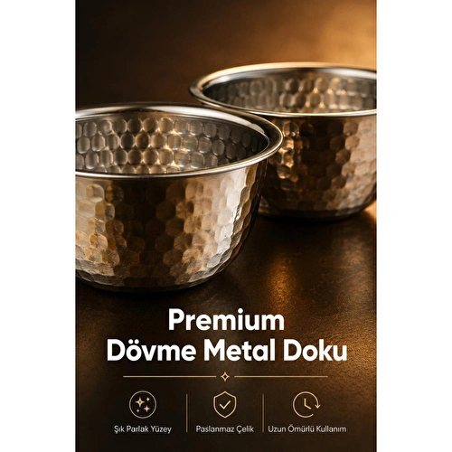 Vienev Paslanmaz Metal 2'li Çerezlik Kase Takımı - 9,5x6 Cm Lüks Sunum Ve Sosluk Seti Vienev Paslanmaz Metal 2'li Çerezlik Kase Takımı - 9,5x6 Cm Lüks Sunum Ve Sosluk Seti