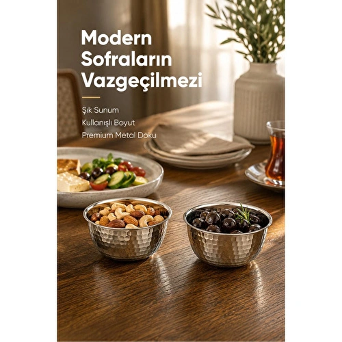 Vienev Paslanmaz Metal 2'li Çerezlik Kase Takımı - 9,5x6 Cm Lüks Sunum Ve Sosluk Seti Vienev Paslanmaz Metal 2'li Çerezlik Kase Takımı - 9,5x6 Cm Lüks Sunum Ve Sosluk Seti