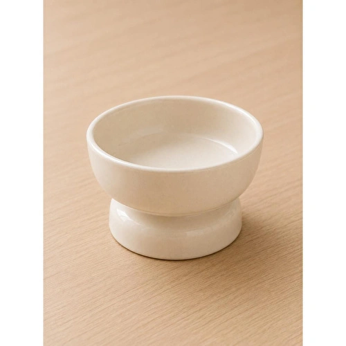 Beige & Stone Seramik Ayaklı 13 Cm Yükseltilmiş Kedi Mama Ve Su Kabı Evcil Hayvan Beslenme Kabı