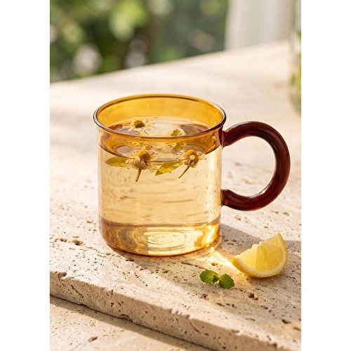 The Mia Renkli Cam Kupa Amber 230 Ml