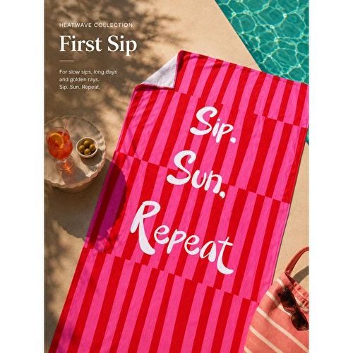 Cozy Home Heatwave Plaj Havlusu First Sip Pembe
