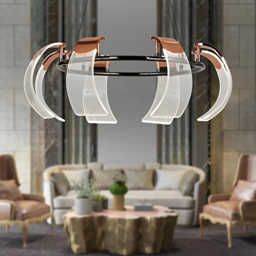 Apliqa Karlos 8 Li Yuvarlak 11 Watt Ledli Modern Tasarım Oturma Odası Salon Sarkıt Avize