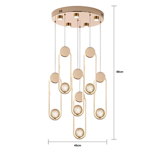 Apliqa Beckett 6'lı Kristal Top Başlıklı Gold Sarkıt Led Avize Apliqa Beckett 6'lı Kristal Top Başlıklı Gold Sarkıt Led Avize