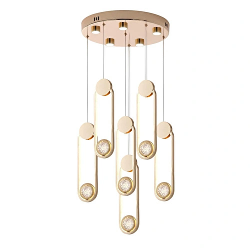 Apliqa Beckett 6'lı Kristal Top Başlıklı Gold Sarkıt Led Avize Apliqa Beckett 6'lı Kristal Top Başlıklı Gold Sarkıt Led Avize
