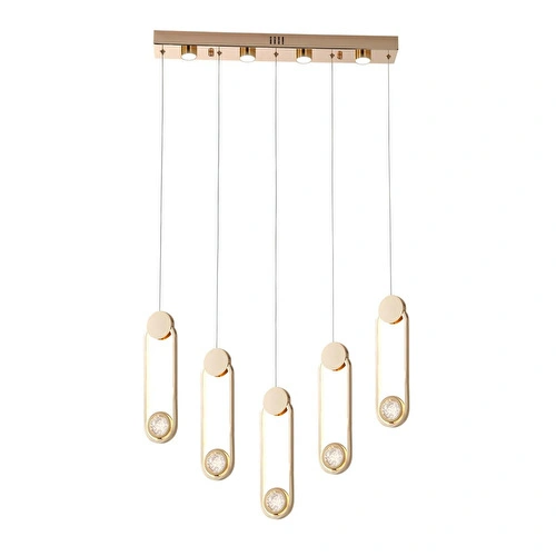 Apliqa Beckett 5'li Sıralı Kristal Top Başlıklı Gold Sarkıt Led Avize Apliqa Beckett 5'li Sıralı Kristal Top Başlıklı Gold Sarkıt Led Avize