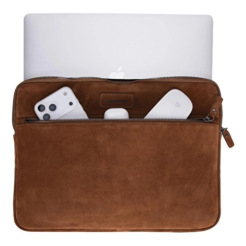 Bloominbag Camel Still Hakiki Süet Deri 15-16 Inç Macbook/laptop Kılıfı