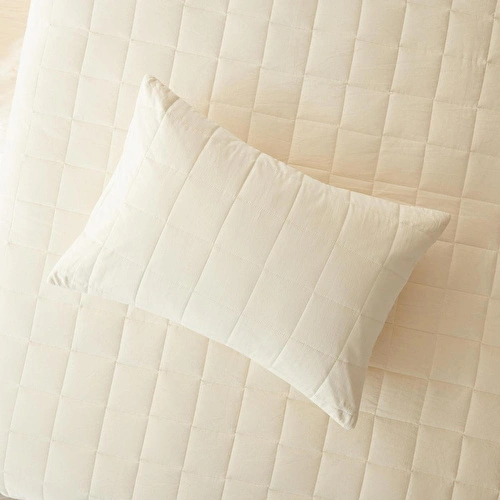 Ocean Home Textile %100 Pamuk Kumaş Kapitoneli Ekru Çok Amaçlı Tek Kişilik Yatak Örtüsü Seti 1 Adet 180 X 230 / 1 Adet 50 X 70 Cm