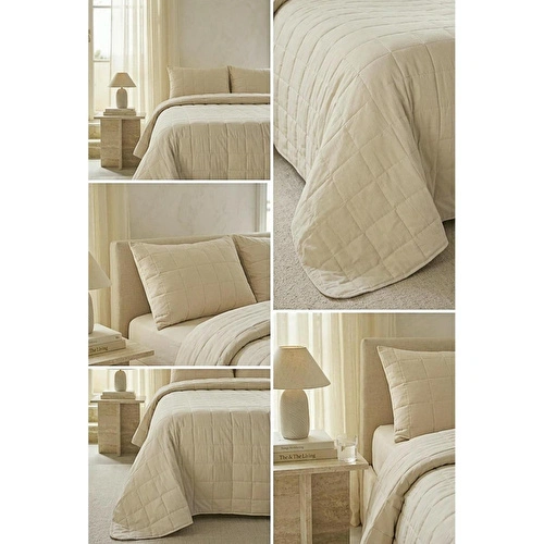 Ocean Home Textile %100 Pamuk Kumaş Kapitoneli Bej Çok Amaçlı Çift Kişilik Yatak Örtüsü Seti 1 Adet 250 X 230 / 2 Adet 50 X 70 Cm Ocean Home Textile %100 Pamuk Kumaş Kapitoneli Bej Çok Amaçlı Çift Kişilik Yatak Örtüsü Seti 1 Adet 250 X 230 / 2 Adet 50 X 70 Cm