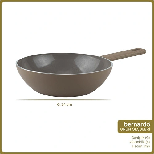 Bernardo Natura Seramik Wok Tava Kahverengi 24cm