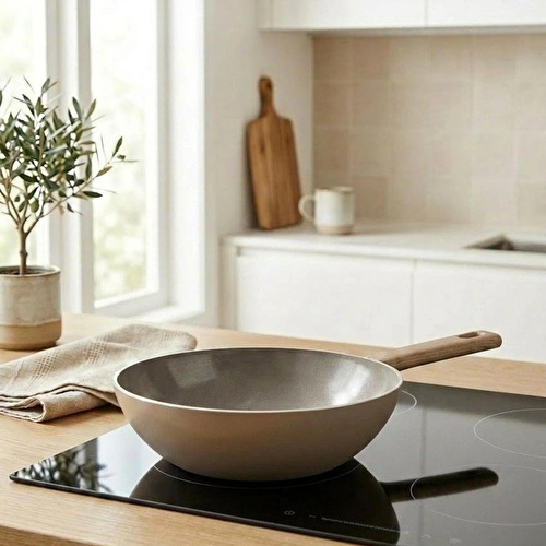 Bernardo Natura Seramik Wok Tava Kahverengi 24cm