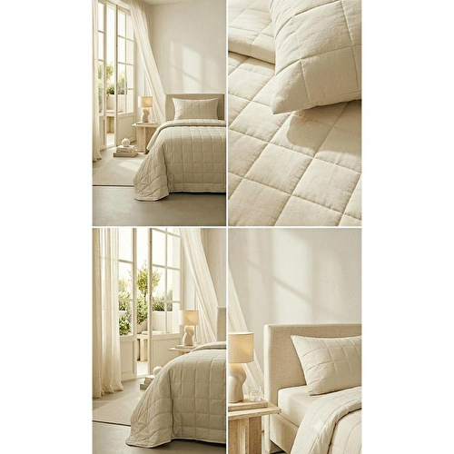 Ocean Home Textile %100 Pamuk Kumaş Kapitoneli Bej Çok Amaçlı Tek Kişilik Yatak Örtüsü Seti 1 Adet 180 X 230 / 1 Adet 50 X 70 Cm Ocean Home Textile %100 Pamuk Kumaş Kapitoneli Bej Çok Amaçlı Tek Kişilik Yatak Örtüsü Seti 1 Adet 180 X 230 / 1 Adet 50 X 70 Cm
