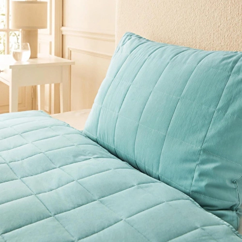 Ocean Home Textile %100 Pamuk Kumaş Kapitoneli Mint Çok Amaçlı Tek Kişilik Yatak Örtüsü Seti 1 Adet 180 X 230 / 1 Adet 50 X 70 Cm