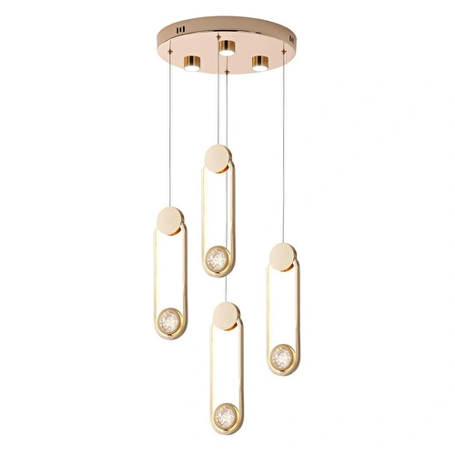 Apliqa Beckett 4'lü Kristal Top Başlıklı Gold Sarkıt Led Avize