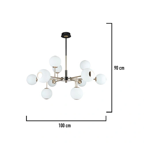 Apliqa Sofia 12'li Siyah Gold 100 Watt Yuvarlak Modern Oturma Odası, Salon Avize Apliqa Sofia 12'li Siyah Gold 100 Watt Yuvarlak Modern Oturma Odası, Salon Avize