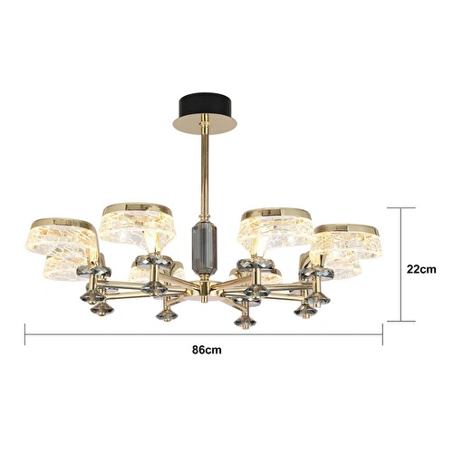 Apliqa Ekerd 8'li Gold 70 Watt Yuvarlak Kristalli Modern Sarkıt Salon Led Avize Apliqa Ekerd 8'li Gold 70 Watt Yuvarlak Kristalli Modern Sarkıt Salon Led Avize