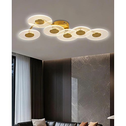 Apliqa Callista 6'lı Gold 18 Watt Plafonyer 3 Renkli Led Avize