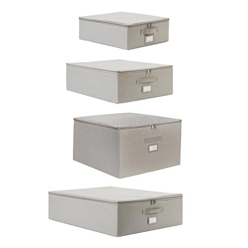 Ocean Home Textile 4'lü Gri Balıksırtı Destekli Kutu Hurç Set 31 X 38 X 12 + 45 X 55 X 18 + 55 X 70 X 18 + 48 X 40 X 30 Cm Ocean Home Textile 4'lü Gri Balıksırtı Destekli Kutu Hurç Set 31 X 38 X 12 + 45 X 55 X 18 + 55 X 70 X 18 + 48 X 40 X 30 Cm