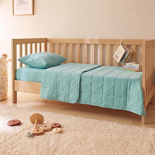 Ocean Home Textile %100 Pamuk Kumaş Kapitoneli Mint Çok Amaçlı Bebek Yatak Örtüsü Seti 1 Adet 100 X 150 / 1 Adet 37 X 47 Cm