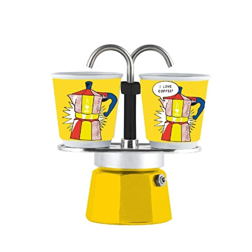 Bialetti Mini Express Mokapot Lictenstein + 2 Espresso Fincanı