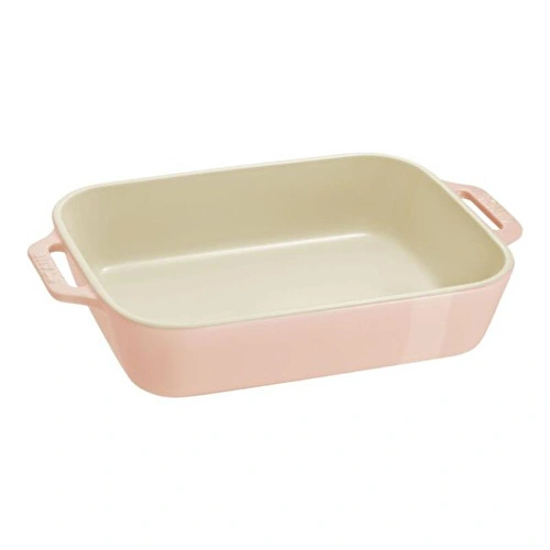 Staub Seramik Dikdörtgen Fırın Kabı Seti, 3 Parça, Pembe