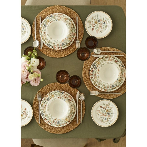 Bella Maison Flores Porselen 24 Parça 6 Kişilik Yemek Takımı Çok Renkli