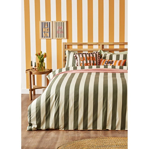 Bella Maison %100 Pamuk Line Çift Kişilik Nevresim Takımı Yeşil (200x220 Cm) Yeşil