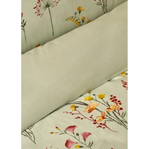 Bella Maison %100 Pamuk Saten Flores Tek Kişilik Nevresim Seti Açık Yeşil (160x220 Cm) Açık Yeşil
