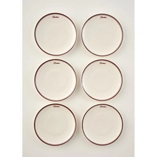 Bella Maison Bonheur Porselen 6'lı Pasta Tabağı Seti Bordo (21 Cm)