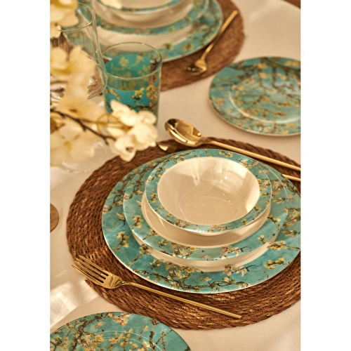 Bella Maison Van Gogh Almond Blossom Porselen Çukur Tabak Turkuaz (21 Cm) Mavi
